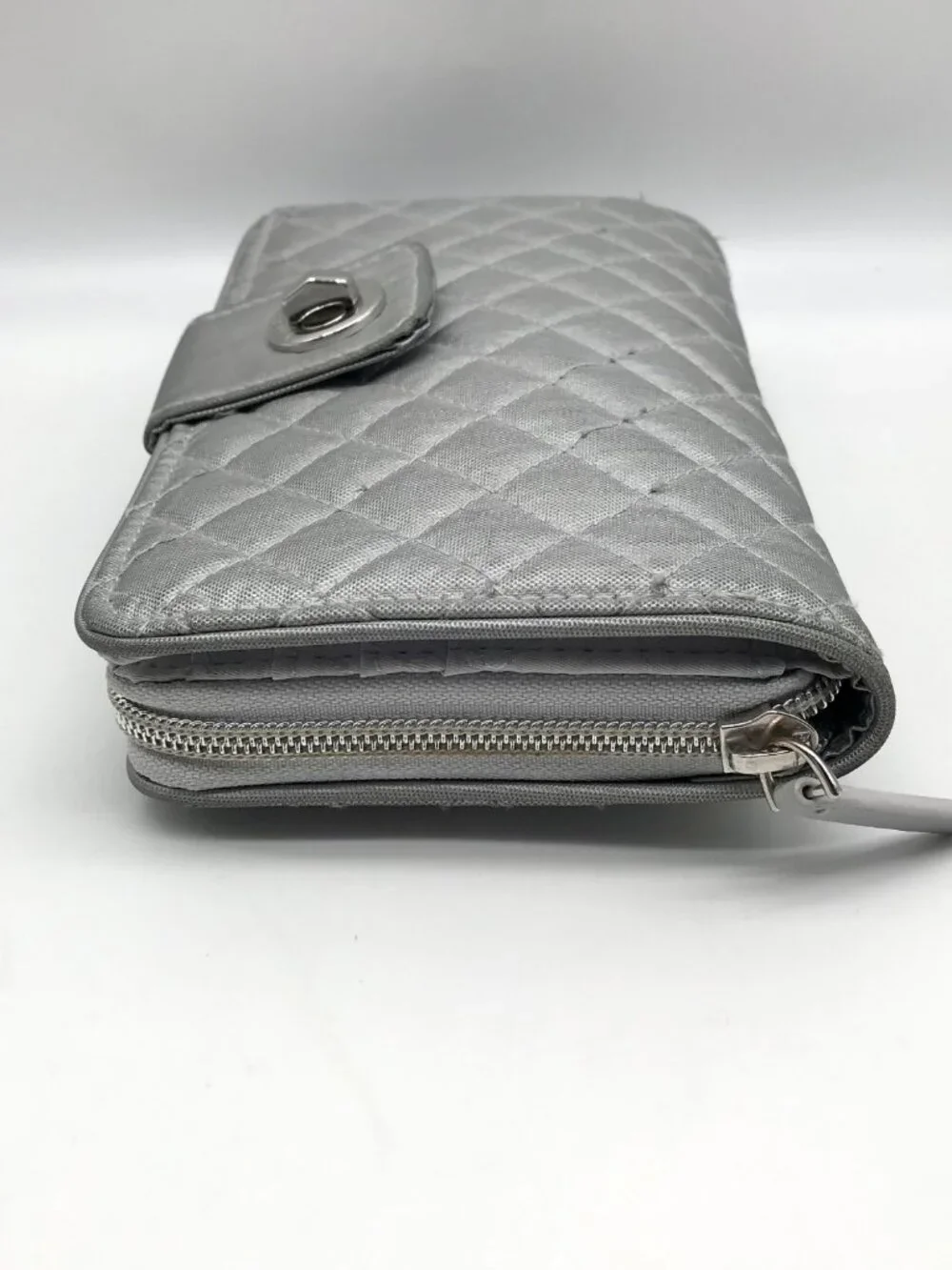 Vera Bradley Silver Microfiber RFID Turnlock Wallet